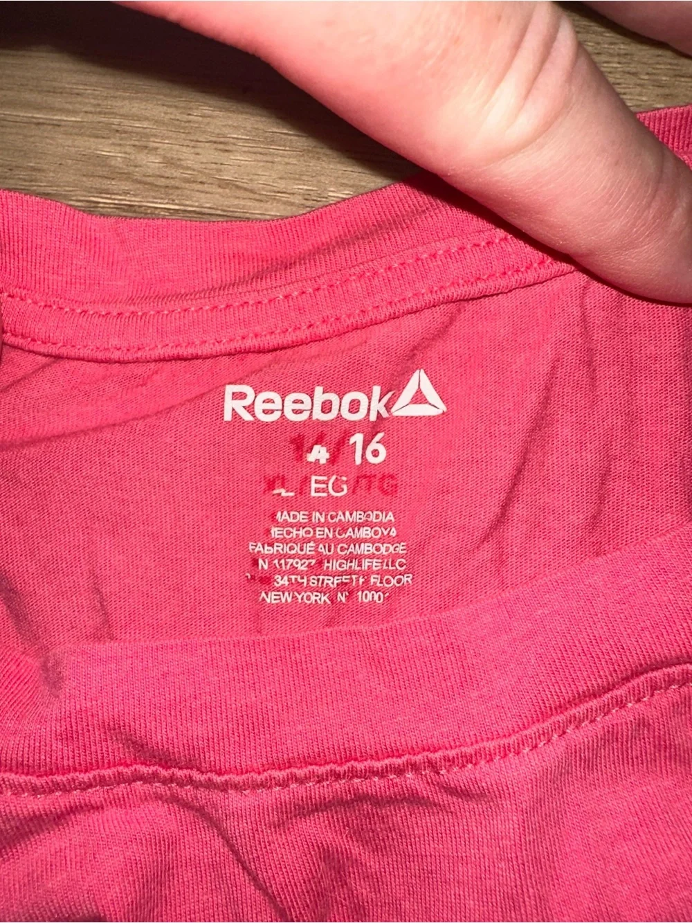 Reebok Bright Pink Tee with Black Logo Pocket crop top